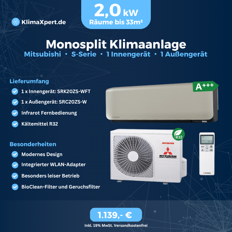 mono-split-klimaanlage-set-mit-1-innengerät-2kw-mitsubishi-s-serie-SRK20ZS-WFB-SRC20ZS-W-titan