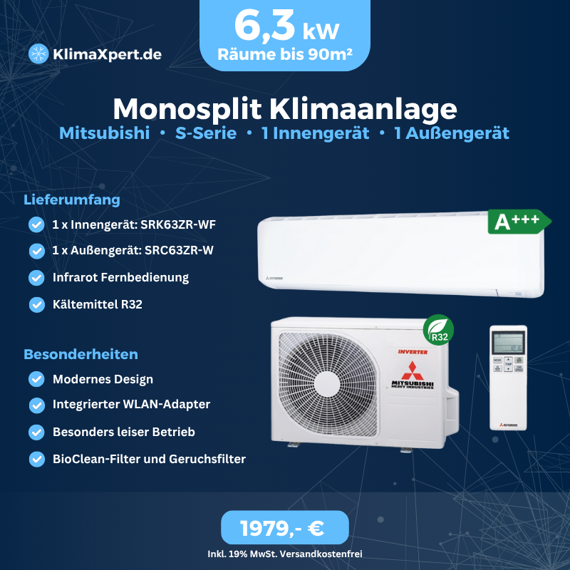 mono-split-klimaanlage-set-mit-1-innengerät-6,3kw-mitsubishi-s-serie-SRK63ZR-WF-SRC63ZR-W-weiß